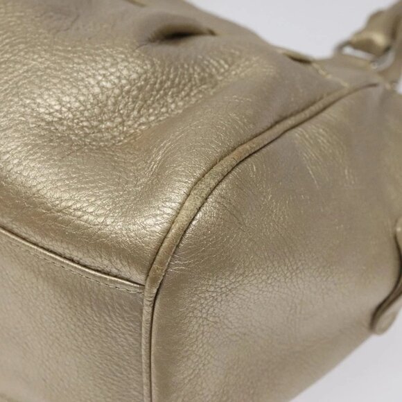 Salvatore Ferragamo Gancini Hand Bag Leather Gold Auth am7952 - Picture 4 of 16